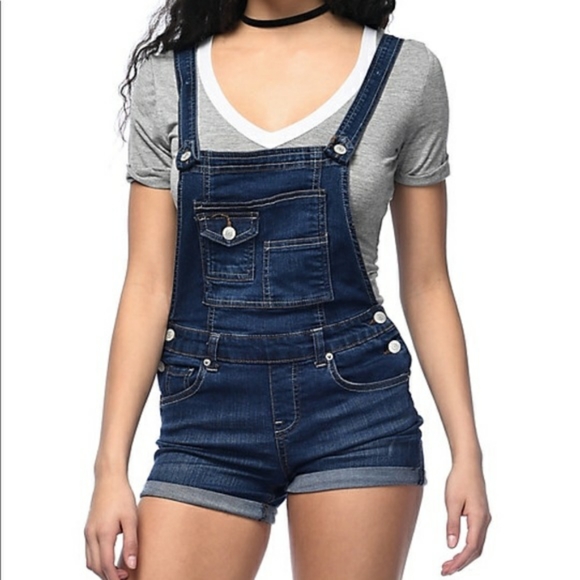 lei Pants - B2G1 L.e.i. Medium Wash Denim Overall Shorts